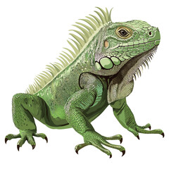 Obraz premium Green iguana isolated on white background. Vector illustration