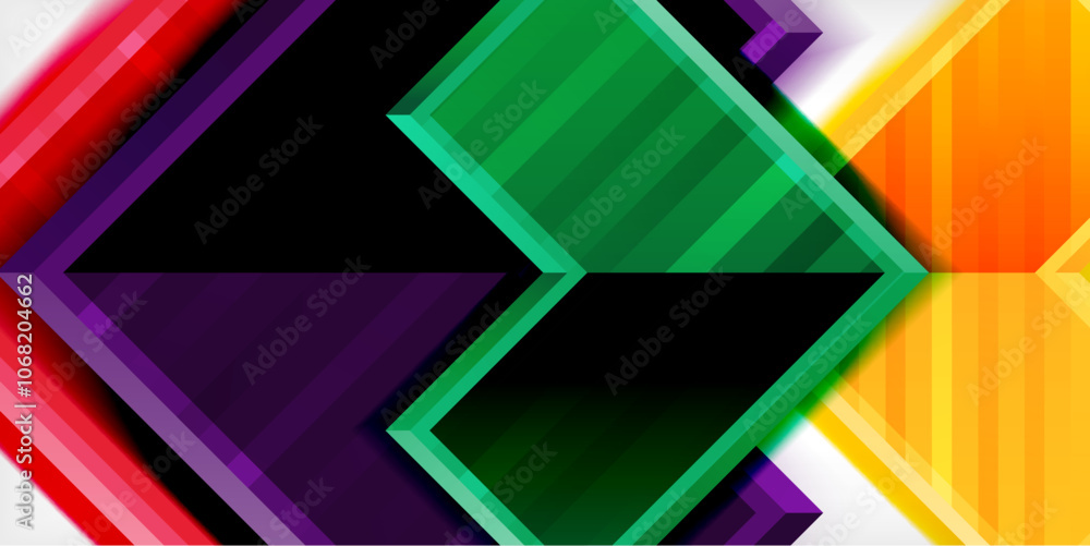 Poster Arrow symbols created with 3d effects and line texture geometric abstract background