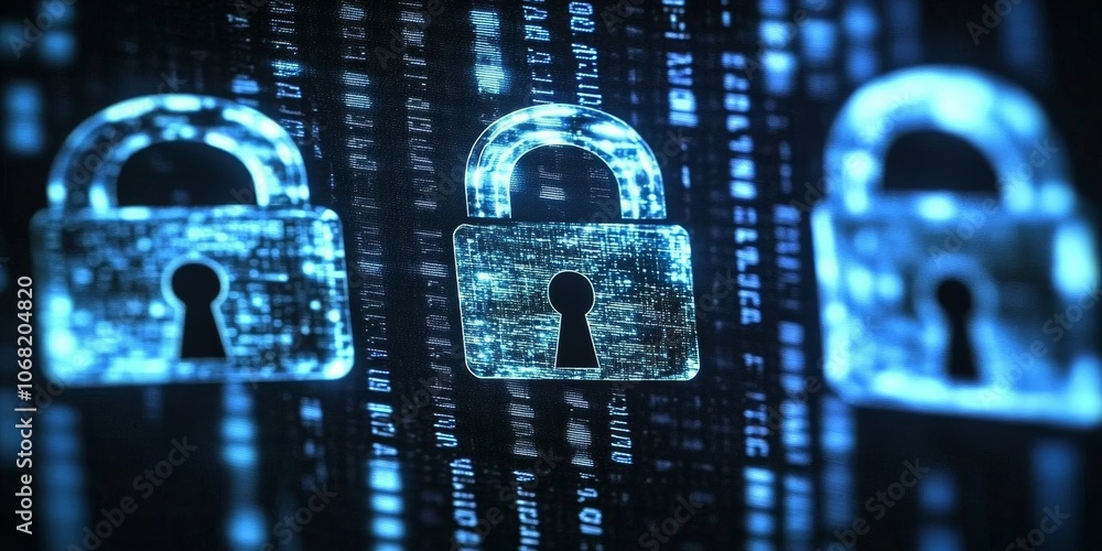 Poster protecting your data online is important. this image shows how cybersecurity keeps your information 