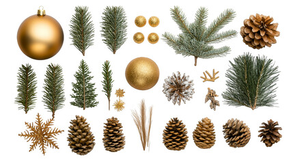 Golden christmas tree decoration ideas with ornaments and pine cones, a festive elegant holiday decor inspiration