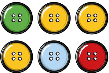 Colorful Four Hole Buttons Sewing Craft Fashion Design Elements (Transparent Background)