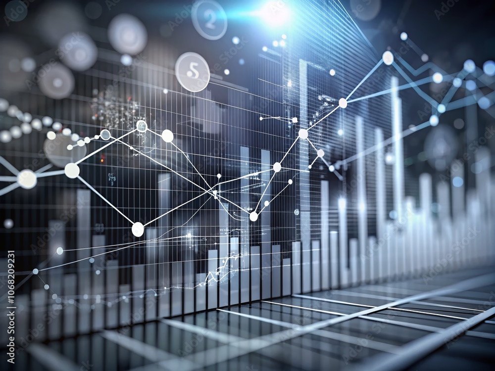 Poster abstract gray chart in high depth of field: a visual representation of data analysis, business trend
