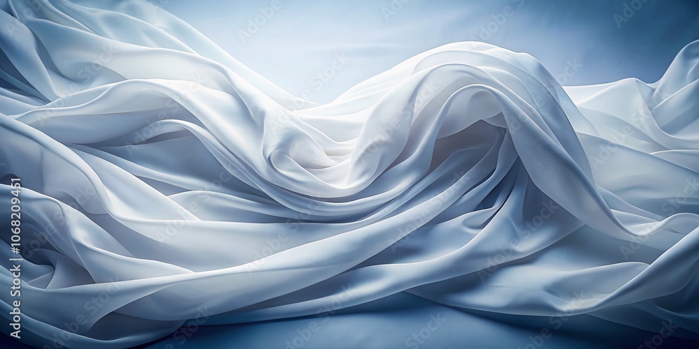 Poster abstract long exposure of white fabric background with dark blue vignette, perfect for design use, c