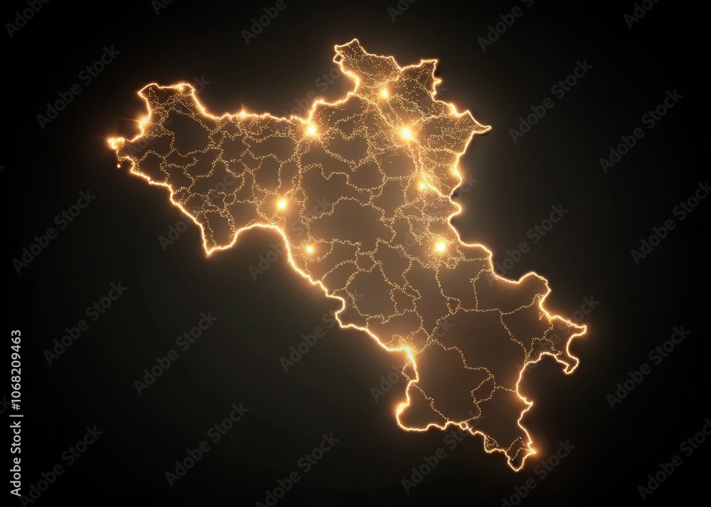 Poster abstract low light map of armenia in sketch style for geographical design template isolated on black