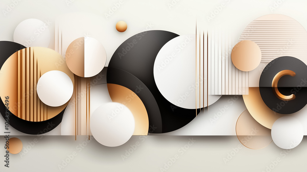 Poster an abstract design showcases various geometric shapes in warm hues, creating a modern artistic effec