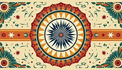 illustration of Digital Nehru Jayanti poster featuring intricate Indian patterns and cultural symbols.