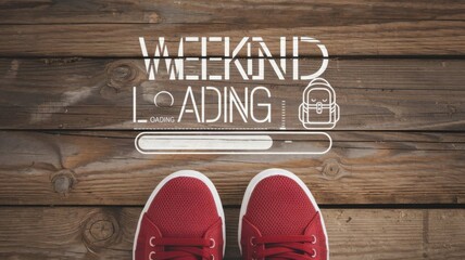 Top view of red sneakers by 