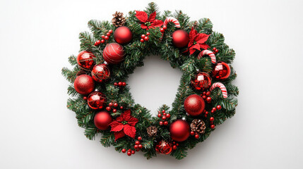 Pine tree, ball, circle, white background