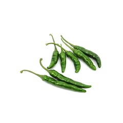 Fresh Green Chili Peppers Isolated on Crisp White Background