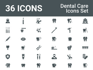 Dental Care Icons Set Tooth Health, Hygiene, and Treatment. including toothbrushes, toothpaste, dentist, dental chair