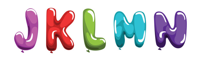 Balloon Colorful Font for Kids with Bright Alphabet Letter Vector Set