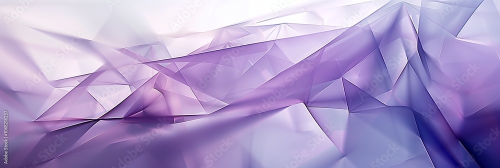 Poster a soft purple and white background with geometric shapes in an abstract design, creating a sense of 
