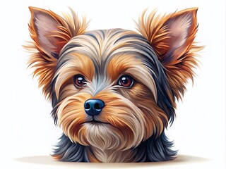 Fototapeta premium Adorable Yorkshire Terrier Puppy Head Isolated on White Background with Copy Space for Creative Design, Perfect for Cards, Banners, and More