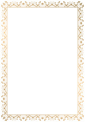 vintage gold border. Border frame with royalty ornaments on white background.
