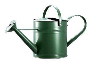 Green Metal Watering Can With Handle And Spout
