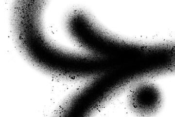 Abstract black spray paint graffiti texture in the white background