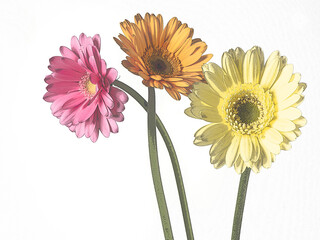 ３色のガーベラ