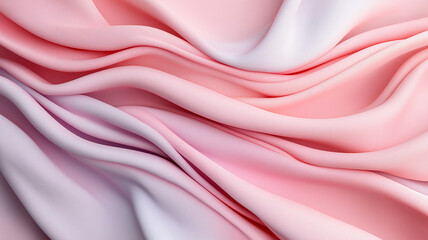 Obraz premium Soft flowing fabric in pastel gradients of pink and white, creating serene and elegant background. gentle waves evoke sense of calm and tranquility