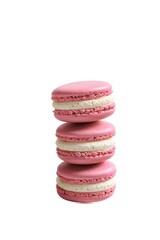Brightly Colored Pink Macarons Stacked for a Stylish White Background