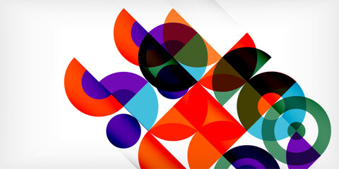 Minimal geometric abstract background. Circle square and triangle design. Trendy techno business template for wallpaper, banner, background or landing