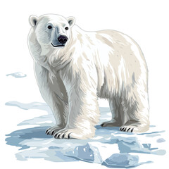 Fototapeta premium Polar bear on the ice. Vector illustration of a polar bear. 