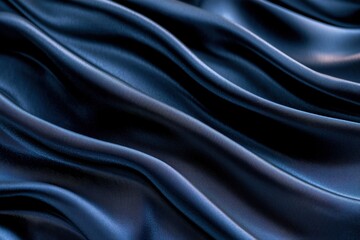 Fototapeta premium A close-up of flowing dark fabric, showcasing smooth waves and textures, ideal for textile design or fashion applications.