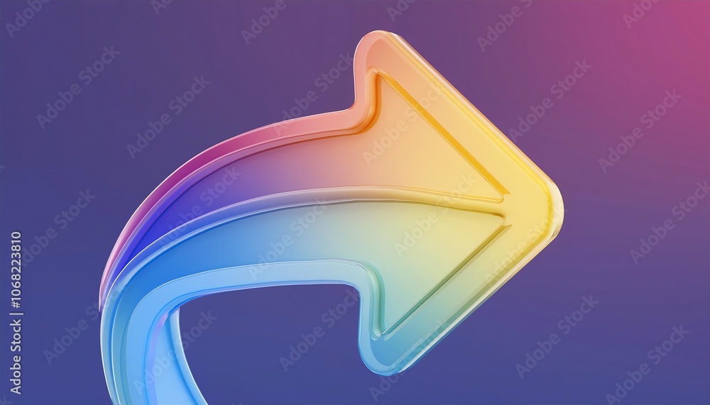 Poster a colorful, stylized arrow pointing right against a gradient background, symbolizing direction and m