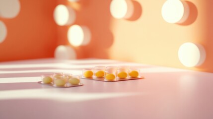 Birth control pills contraceptives preventing pregnancy neutral background pharmaceutical display