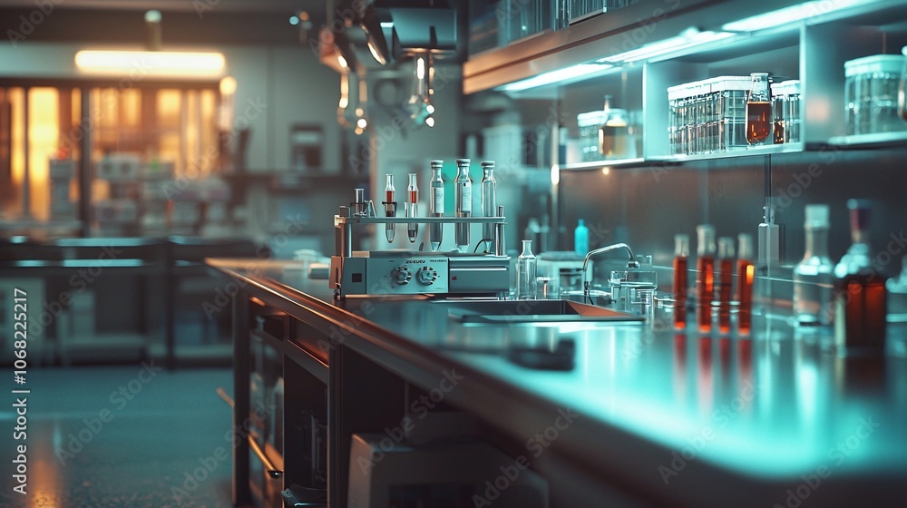 Poster explore the advanced medical laboratory setting designed for precise scientific research and analysi