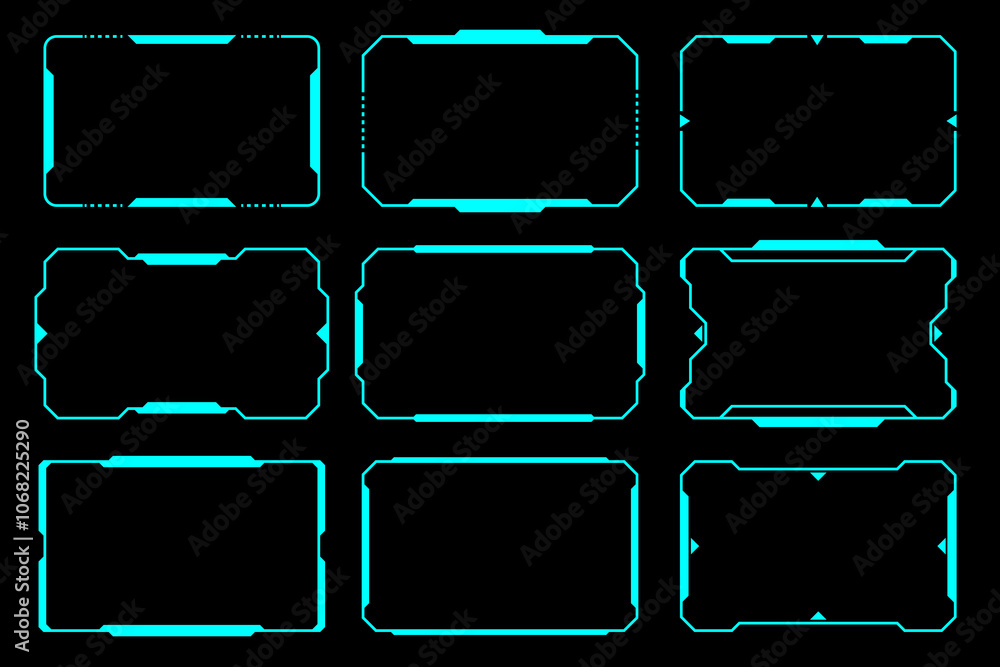 Poster futuristic frame set hud technology cyberpunk design element. technology element.