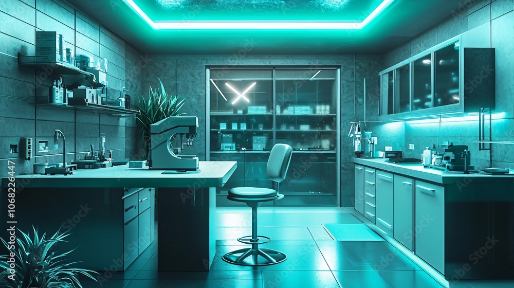 Aufkleber explore the future of healthcare with a modern diagnostic testing facility featuring innovative medi