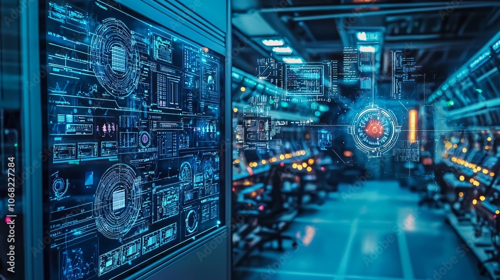 Aufkleber explore the future of health data analysis in a cyberpunk-inspired facility with advanced technology