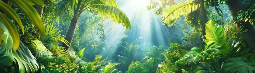 Naklejka premium Nature's vibrant tapestry: lush green grass bathed in warm sunlight, a serene summer scene