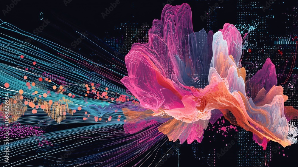 Poster Explore the innovative intersection of health risk monitoring and data visualization in modern art styles