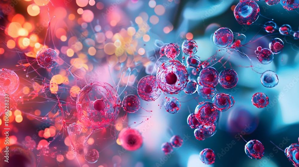 Poster visualizing health screening protocols through abstract art a creative exploration of biological cel