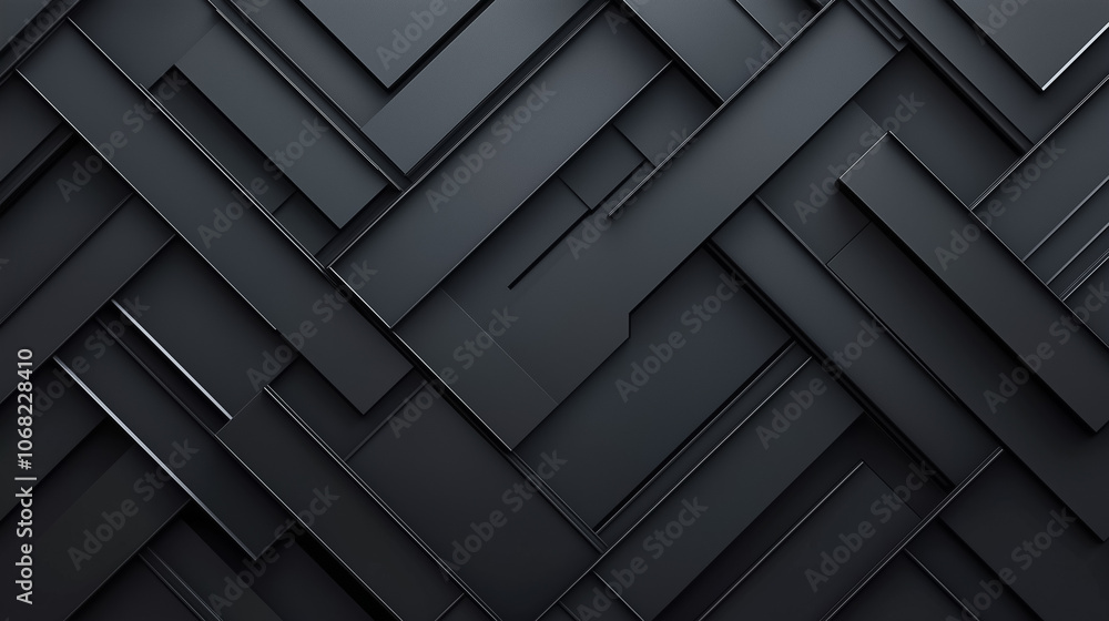 Poster layered geometric shapes form a striking black abstract pattern, enhancing the minimalistic design o