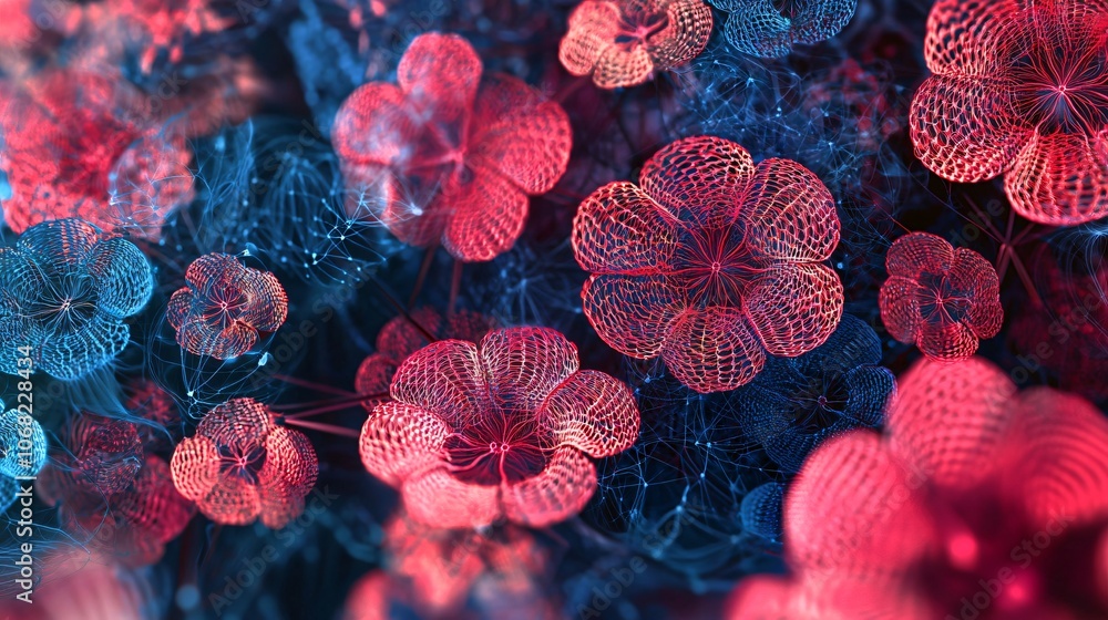 Leinwandbilder explore health screening visualization through artistic data representation of floral structures