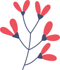 Botanical element branch in purple color vector flat illustration.