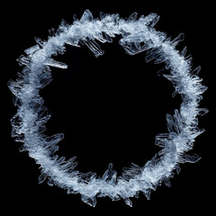 Round Circular Ice Flakes on a Black Background