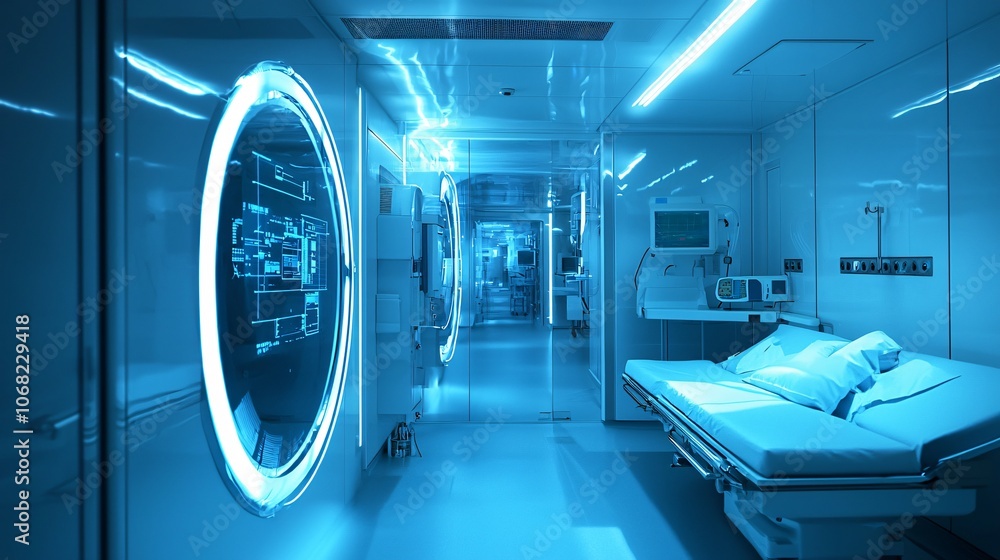 Poster explore the innovative design of a modern infection prevention facility with advanced technology and