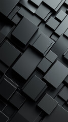 Dark geometric shapes overlap in a striking layout, creating an intriguing, textured visual experience