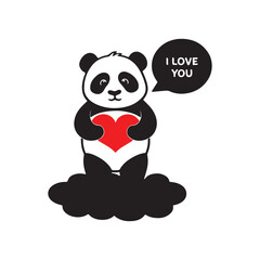 I love you panda vector silhouette