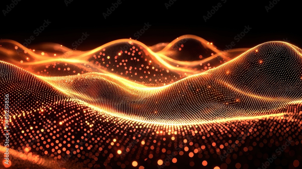Poster abstract golden waves particle background texture