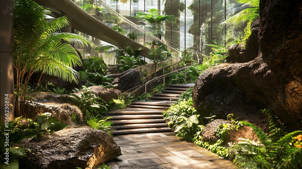 Poster explore how biophilic design enhances wellness optimization in indoor spaces with natural elements