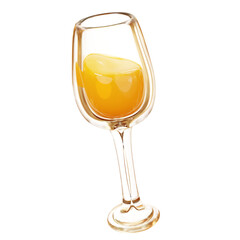 Champagne Glass. Graduation Celebration Ceremony Concept. 3D cute cartoon object.