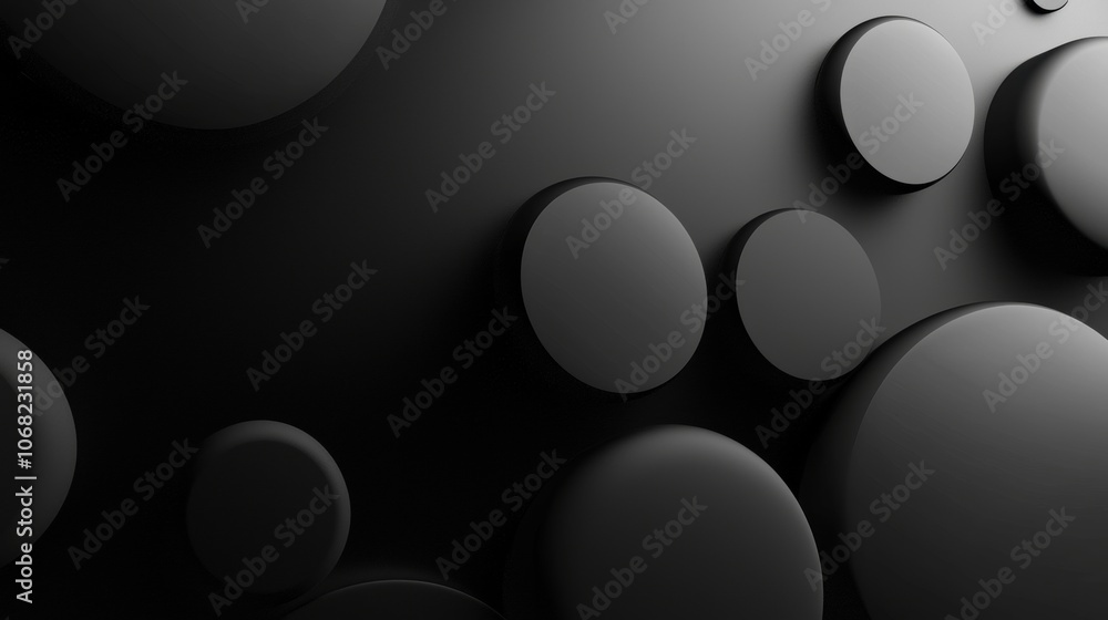 Poster a black background with many circles of different sizes