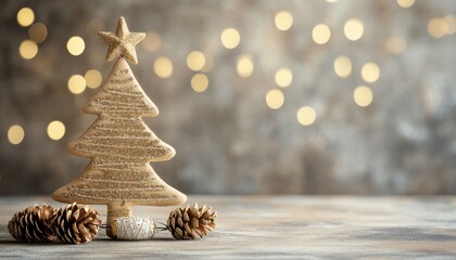 Golden Christmas Tree and Festive Lights.
