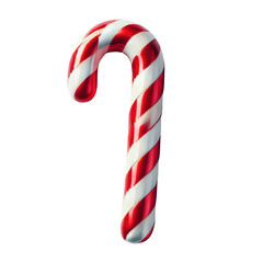 Fototapeta premium Red and White Striped Candy Cane on White Background.