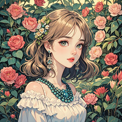 girl with flowers