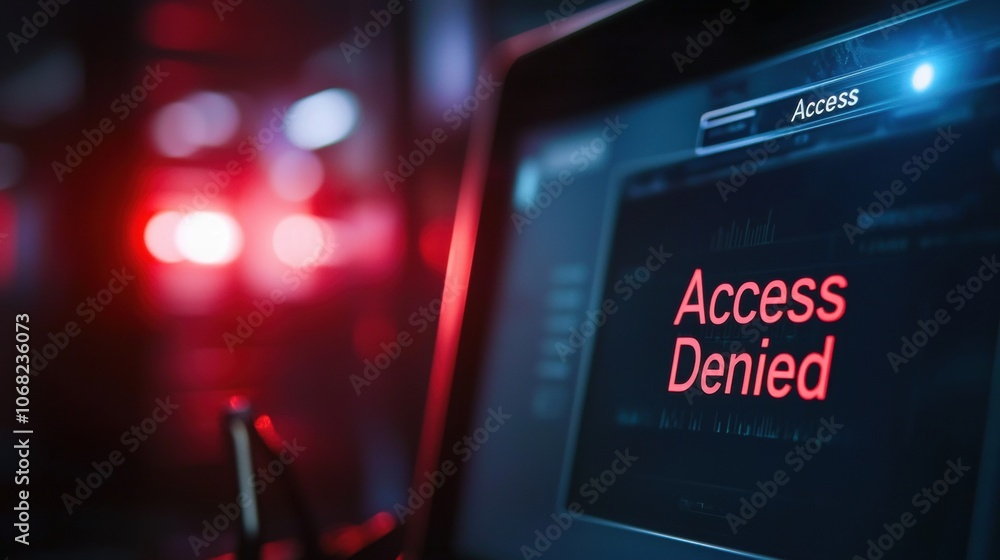 Poster a computer screen with the words access denied written on it